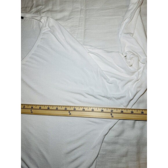 MICHAEL LAUREN Oversized White Ribbed Draped V-Neck Long Sleeve‎ Top XS NWT - Picture 8 of 8